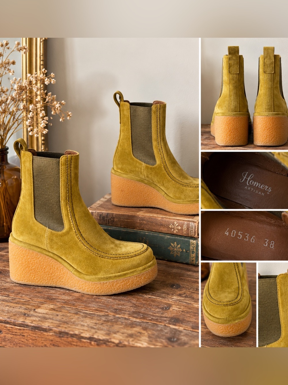 Homers Artisan ARTIC Suede Platform Wedge Boots 7.5